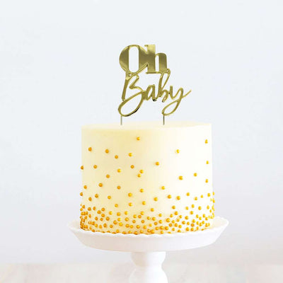 Cake Topper Oh Baby Metal Cake Gold