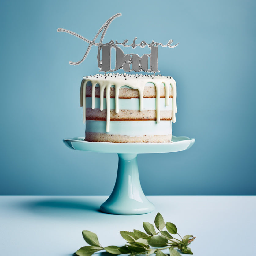 SILVER Metal Cake Topper - AWESOME DAD
