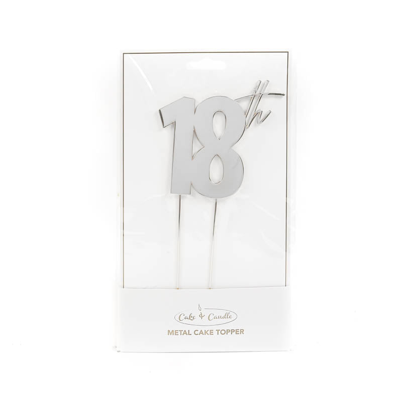 Cake Topper 18th Metal Cake Silver