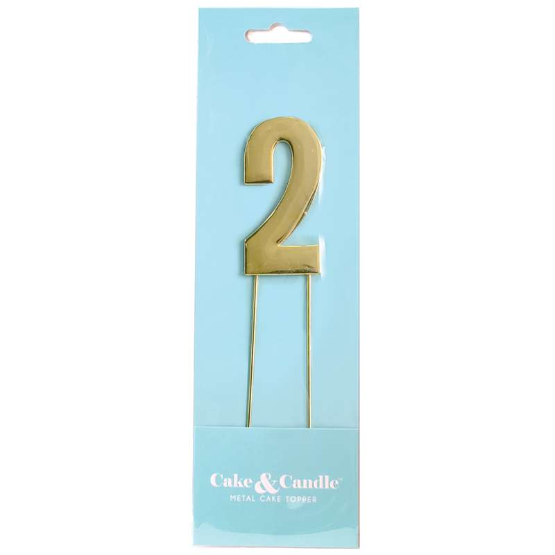 Cake Topper Bold Gold Number 2