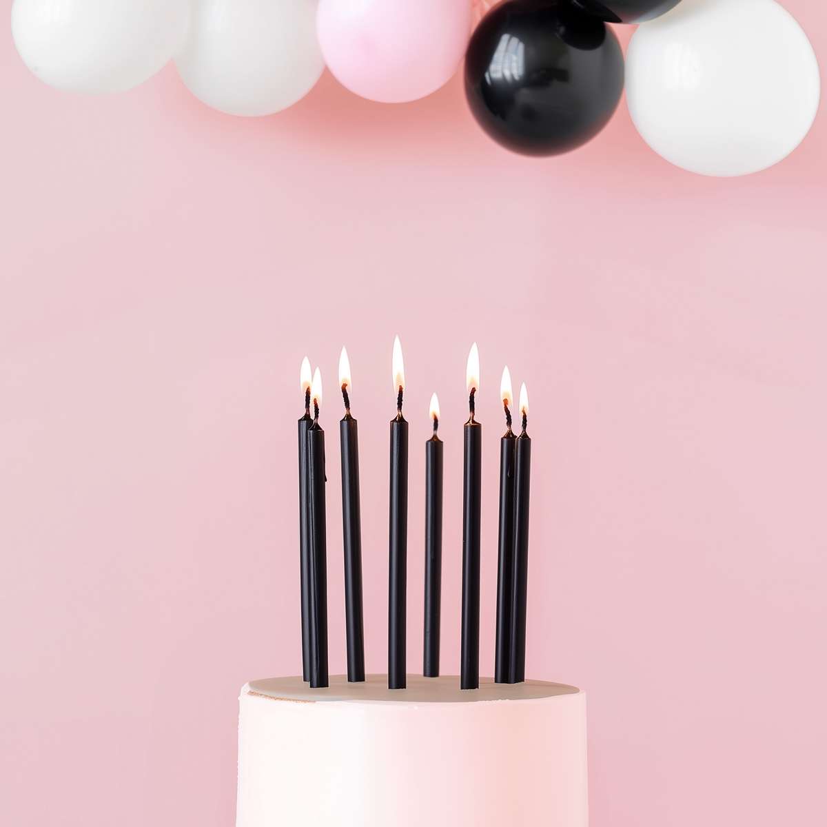 12cm Tall Cake Candles BLACK (Pack of 12)