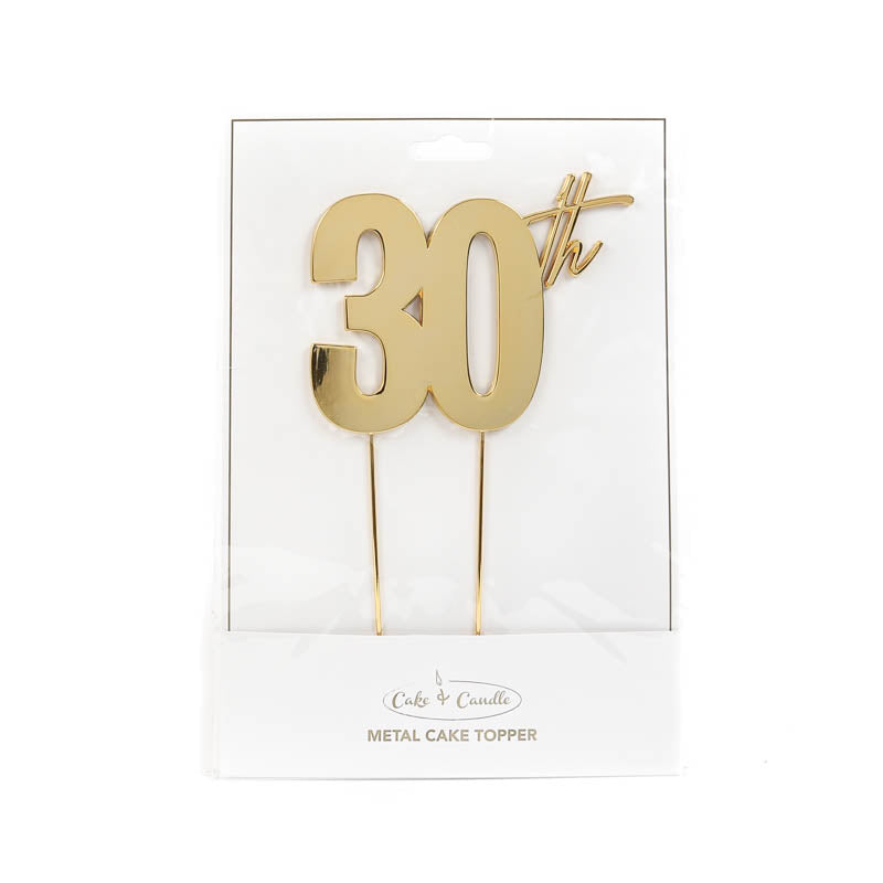 Cake Topper 30th Metal Cake Gold