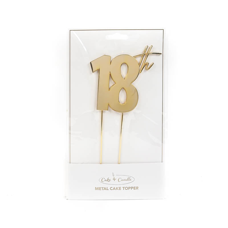 Cake Topper 18th Metal Cake Gold
