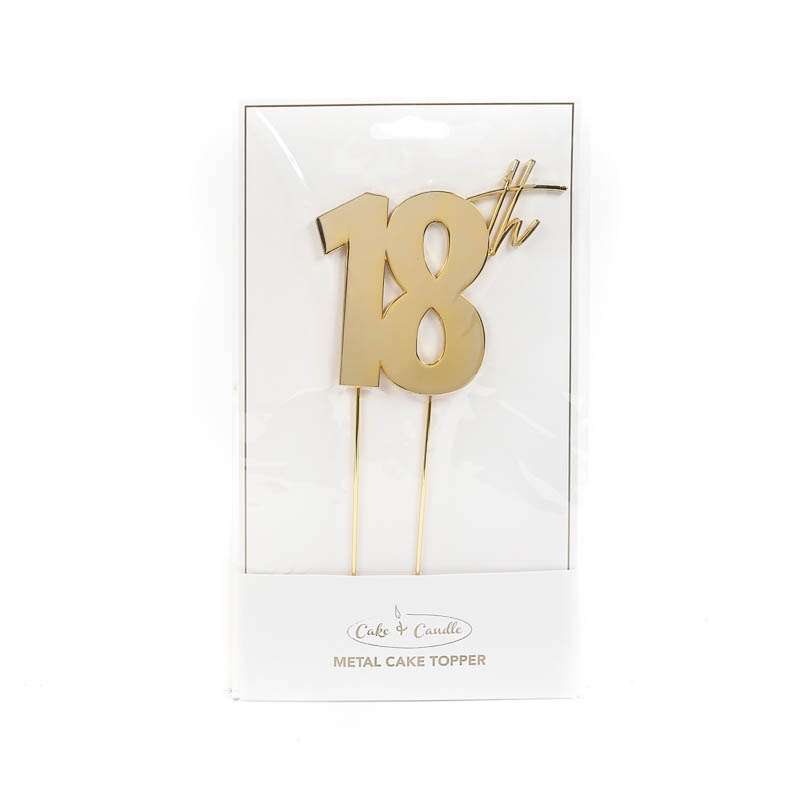Cake Topper 18th Metal Cake Gold