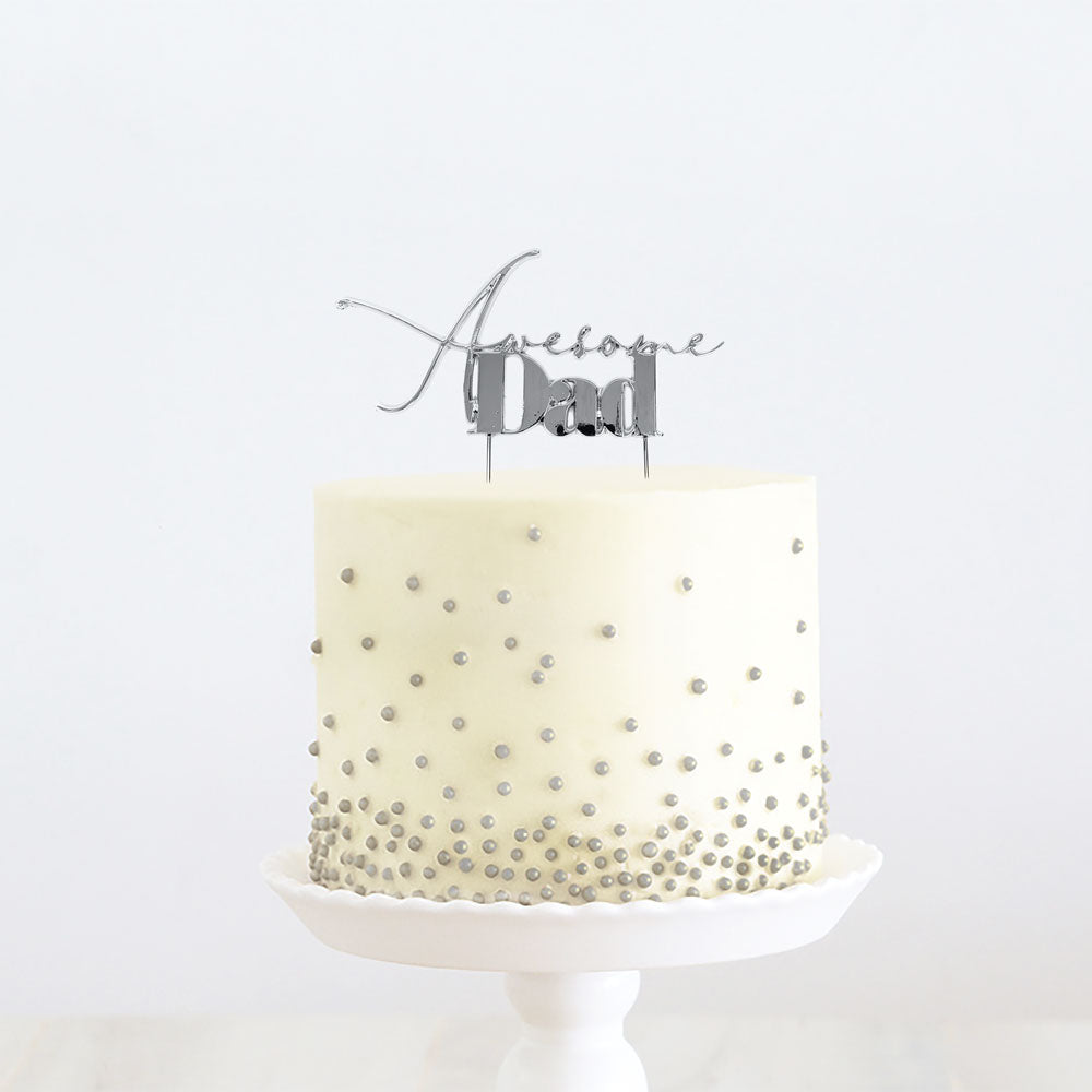 SILVER Metal Cake Topper - AWESOME DAD