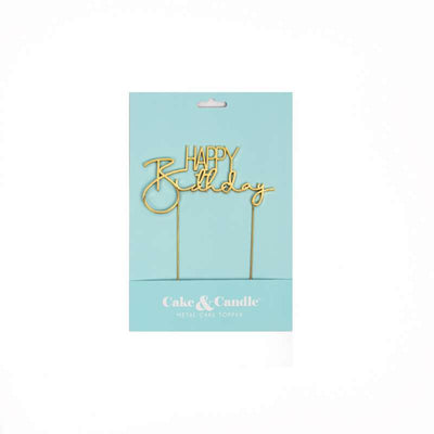Cake Topper Happy Birthday Gold Metal (Cake & Candle)