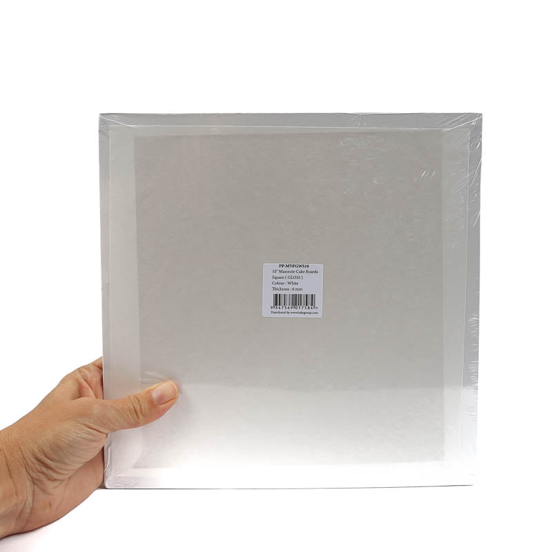 Cake Board Masonite 12" Square Gloss White Papurus