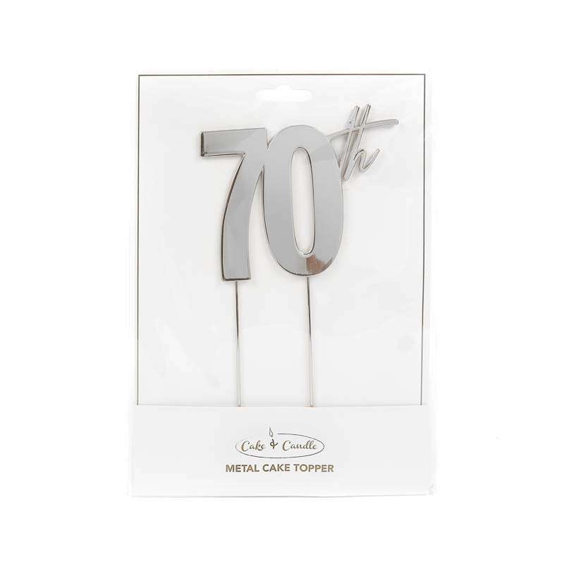 Cake Topper 70th Metal Cake Silver