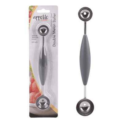 STAINLESS STEEL DOUBLE MELON BALLER W/ SOFT GRIP (APPETITO)