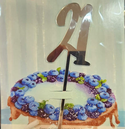 Silver 21 Acrylic Cake Topper