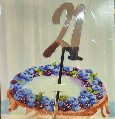 Silver 21 Acrylic Cake Topper