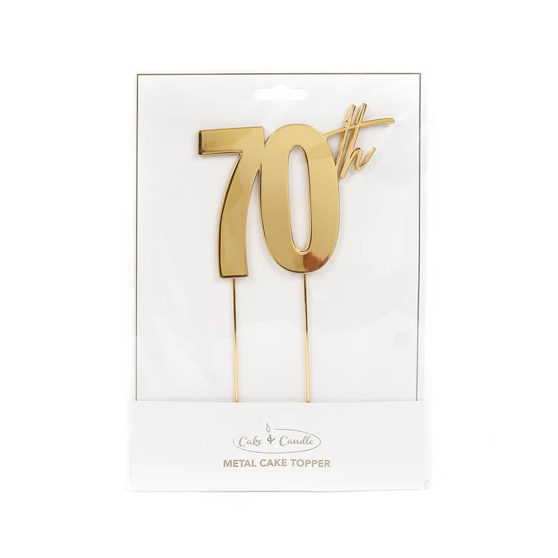 Cake Topper 70th Metal Cake Gold