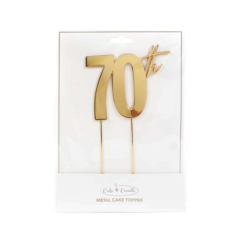 Cake Topper 70th Metal Cake Gold
