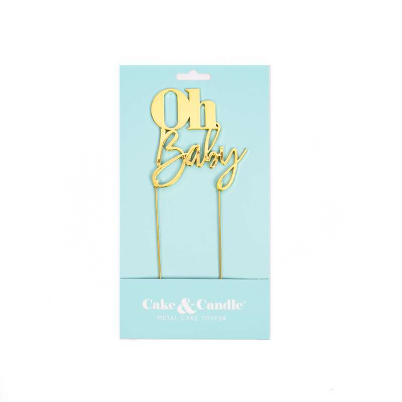 Cake Topper Oh Baby Metal Cake Gold