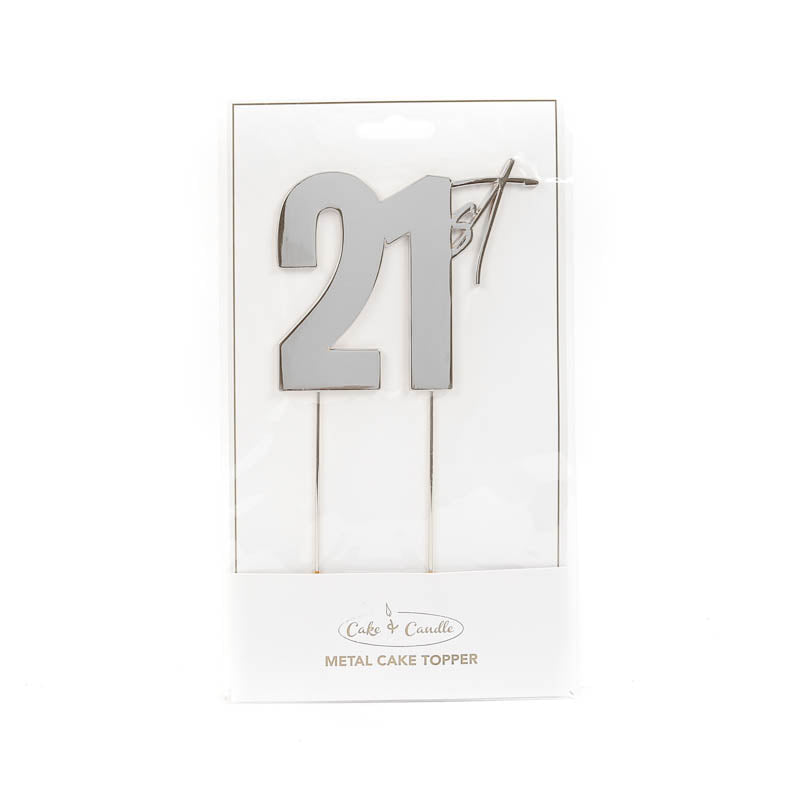 Cake Topper 21st Metal Cake Silver