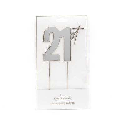 Cake Topper 21st Metal Cake Silver