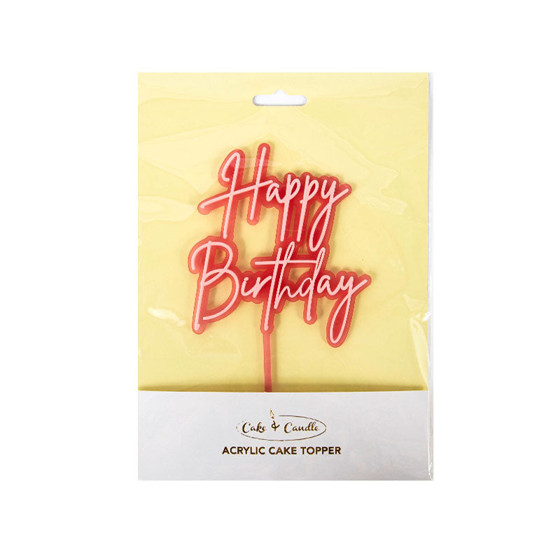 Cake Topper PINK OPAQUE / PINK Layered HAPPY BIRTHDAY