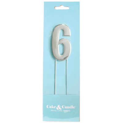 Cake Topper Bold Silver Number 6
