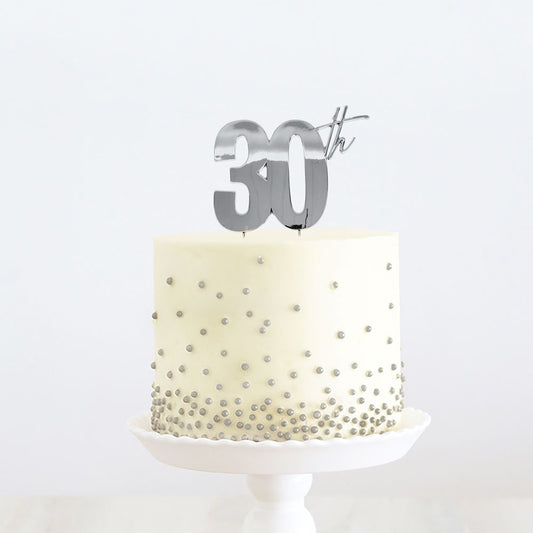 Cake Topper 30th Metal Cake Silver