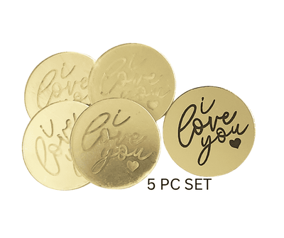 I Love You Gold Disc Cake Toppers 5pc Set