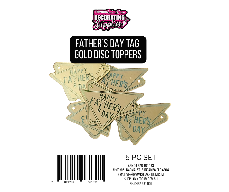 Happy Father's Day Tag Gold Disc Toppers 5pc Set