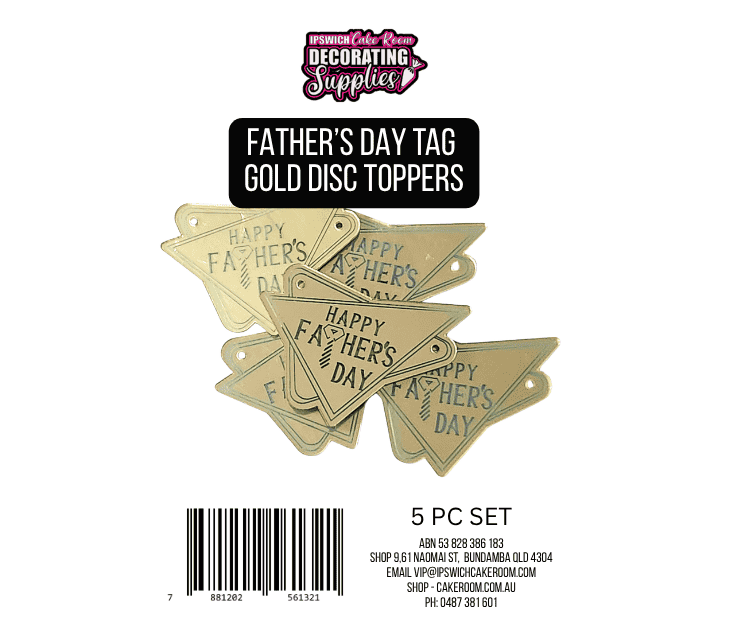Happy Father's Day Tag Gold Disc Toppers 5pc Set