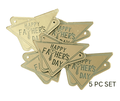 Happy Father's Day Tag Gold Disc Toppers 5pc Set