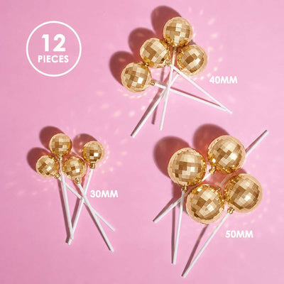 SPRINKS 12 Piece Disco Ball Toppers - GOLD