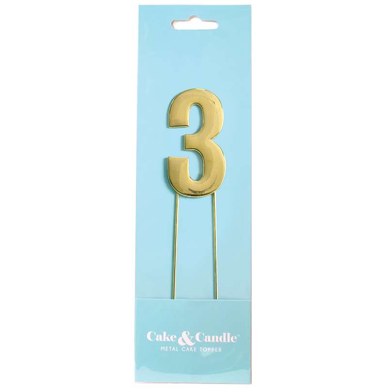 Cake Topper Bold Gold Number 3