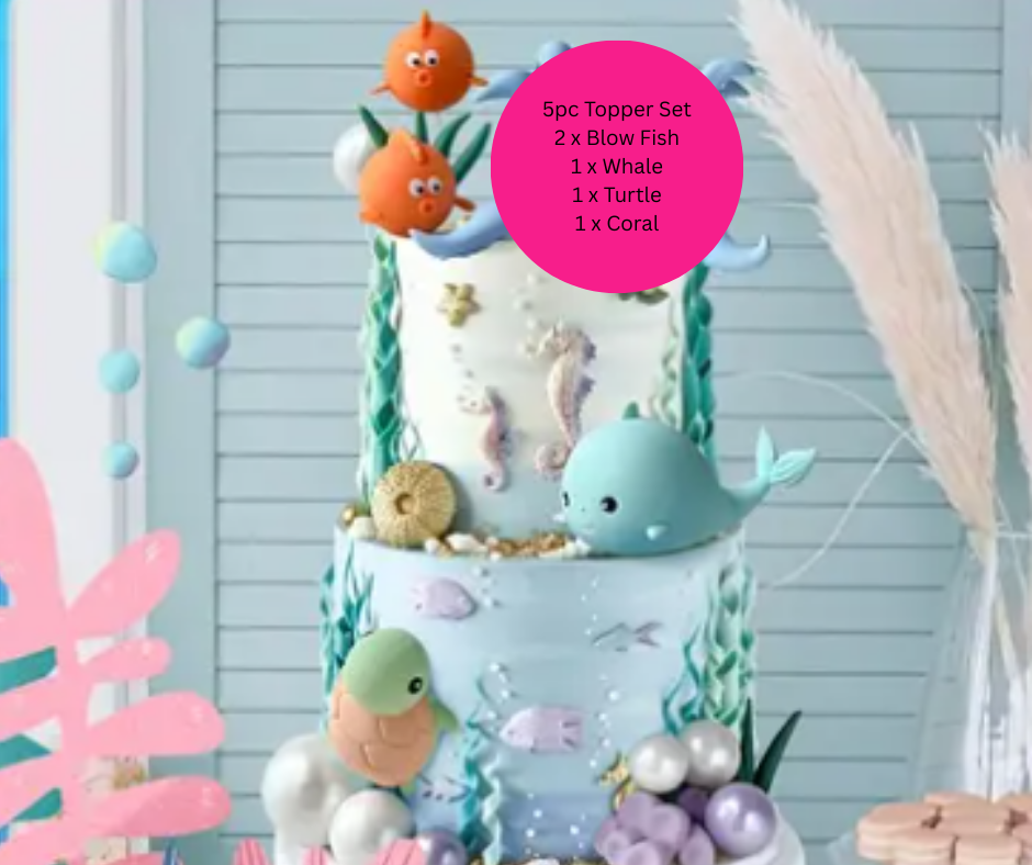 Ocean Animal Cake Toppers Decoration 5PC