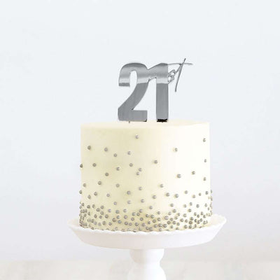 Cake Topper 21st Metal Cake Silver