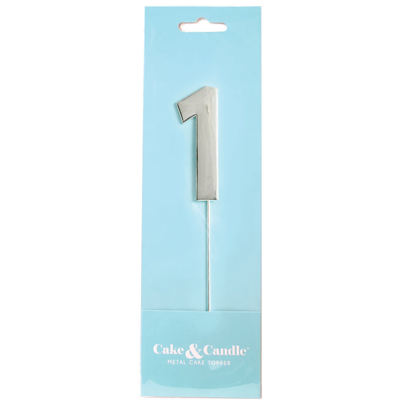 Cake Topper Bold Silver Number 1