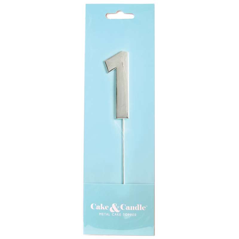 Cake Topper Bold Silver Number 1