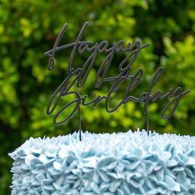 MATTE BLACK Metal Cake Topper - HAPPY BIRTHDAY 3