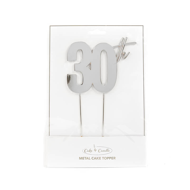 Cake Topper 30th Metal Cake Silver