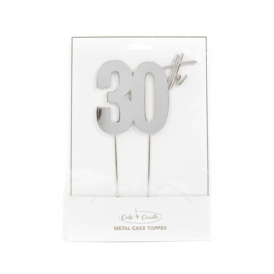 Cake Topper 30th Metal Cake Silver