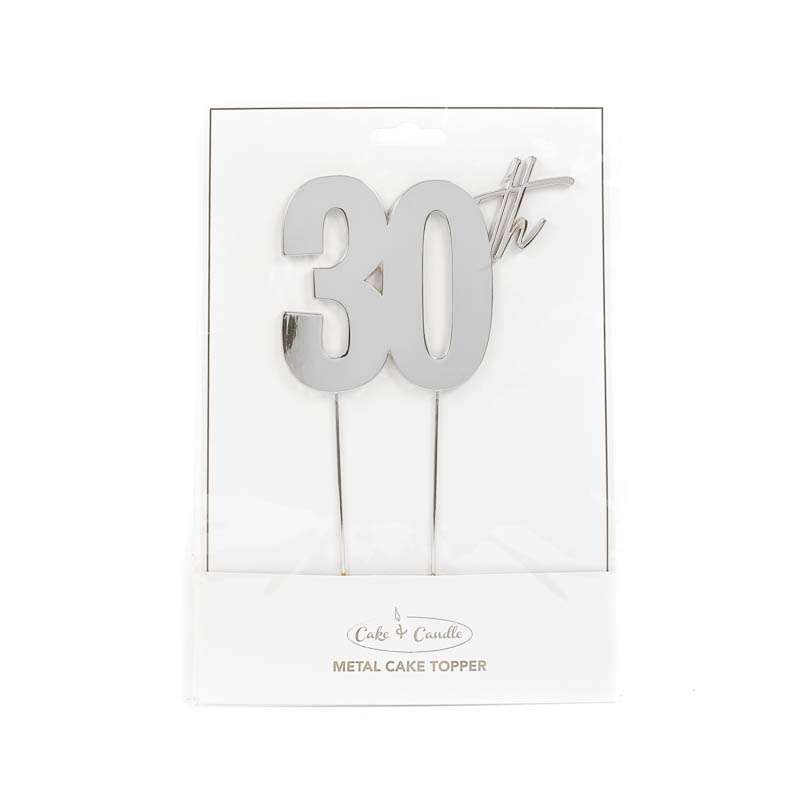 Cake Topper 30th Metal Cake Silver