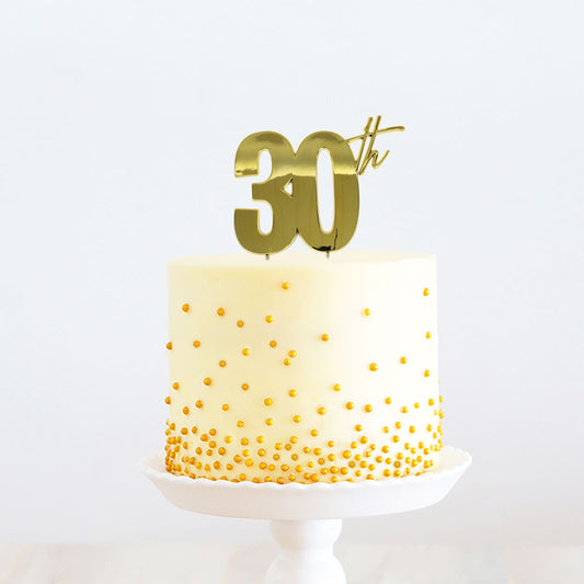 Cake Topper 30th Metal Cake Gold