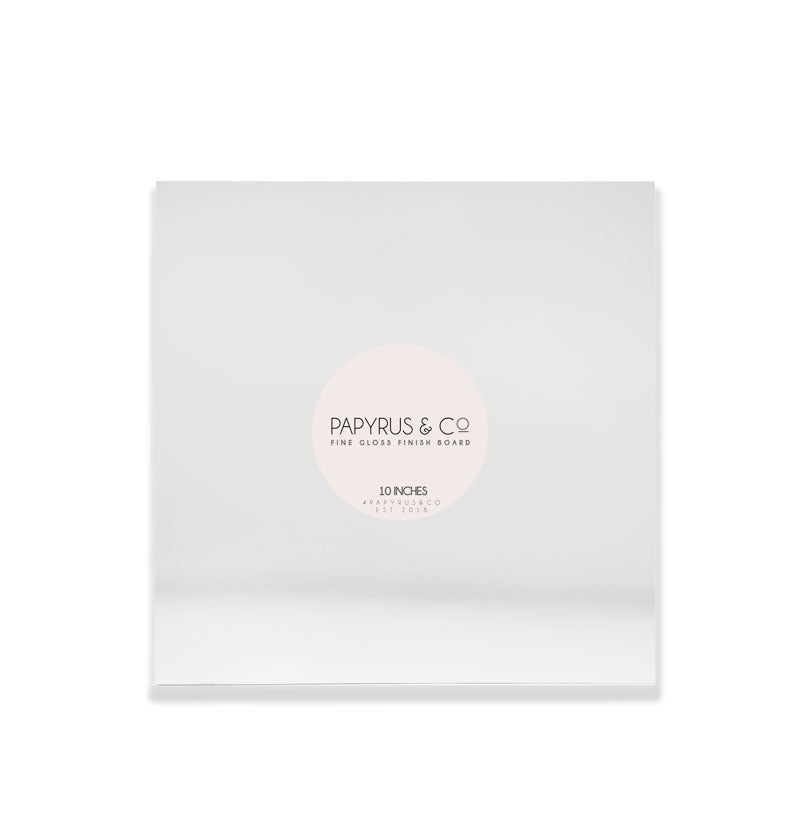 Cake Board Masonite White 10" Square Papyrus Gloss Finish