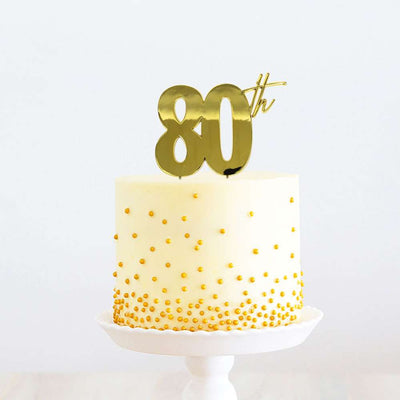 Cake Topper 80th Metal Cake Gold