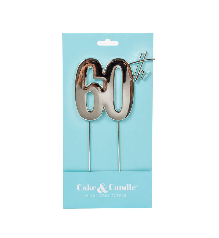 Cake Topper 60th Metal Cake Silver