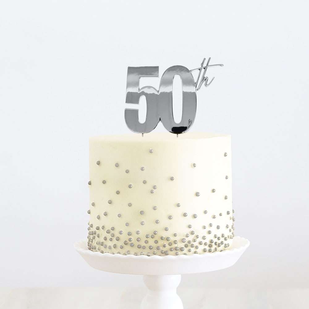 Cake Topper 50th Metal Cake Silver