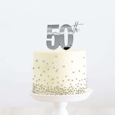 Cake Topper 50th Metal Cake Silver