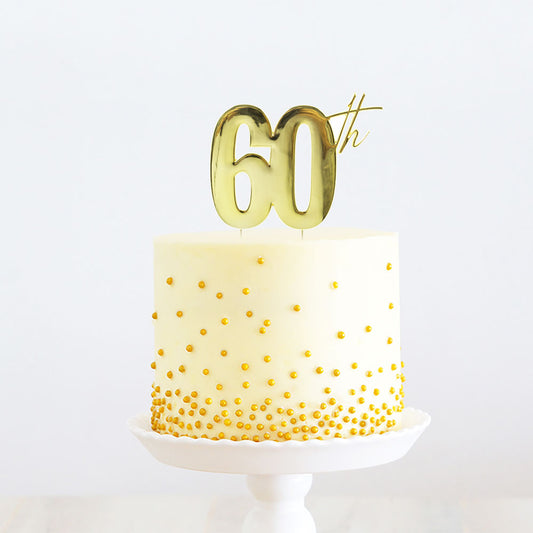 Cake Topper 60th Metal Cake Gold