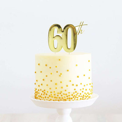 Cake Topper 60th Metal Cake Gold