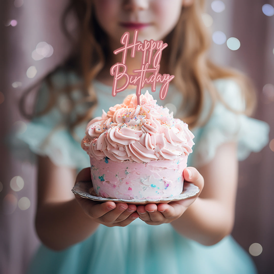 Cake Topper PINK OPAQUE / PINK Layered HAPPY BIRTHDAY