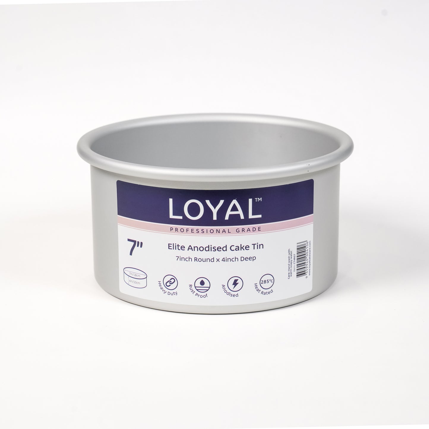 Cake Tin 7" Round LOYAL Elite Anodised 4" Deep