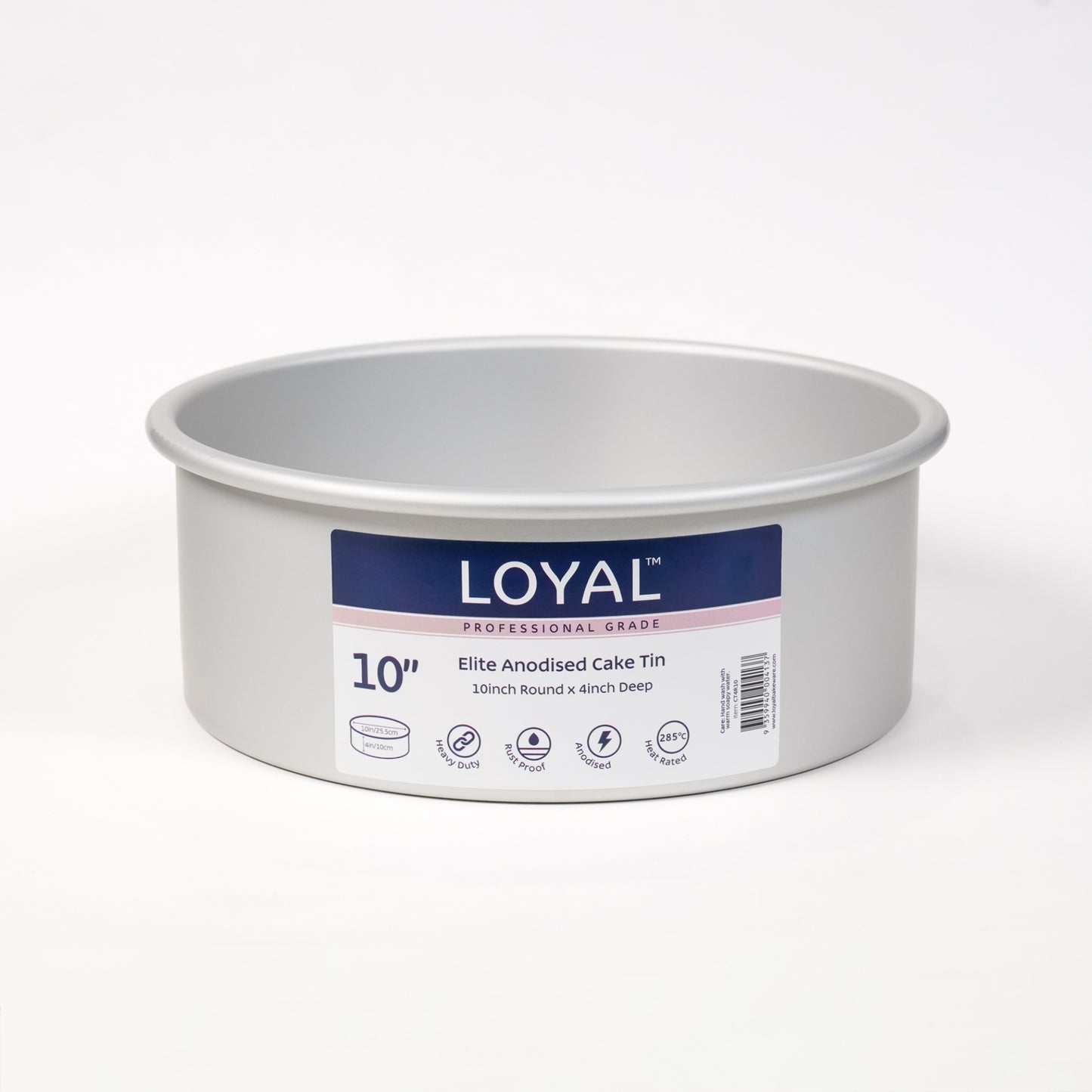 Cake Tin 10" Round LOYAL Elite Anodised 4" Deep