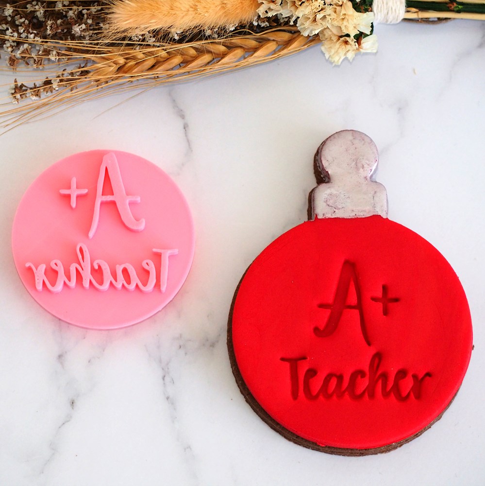 Cookie Stamp A+ Teacher Emboss 3D Printed Cookie Stamp