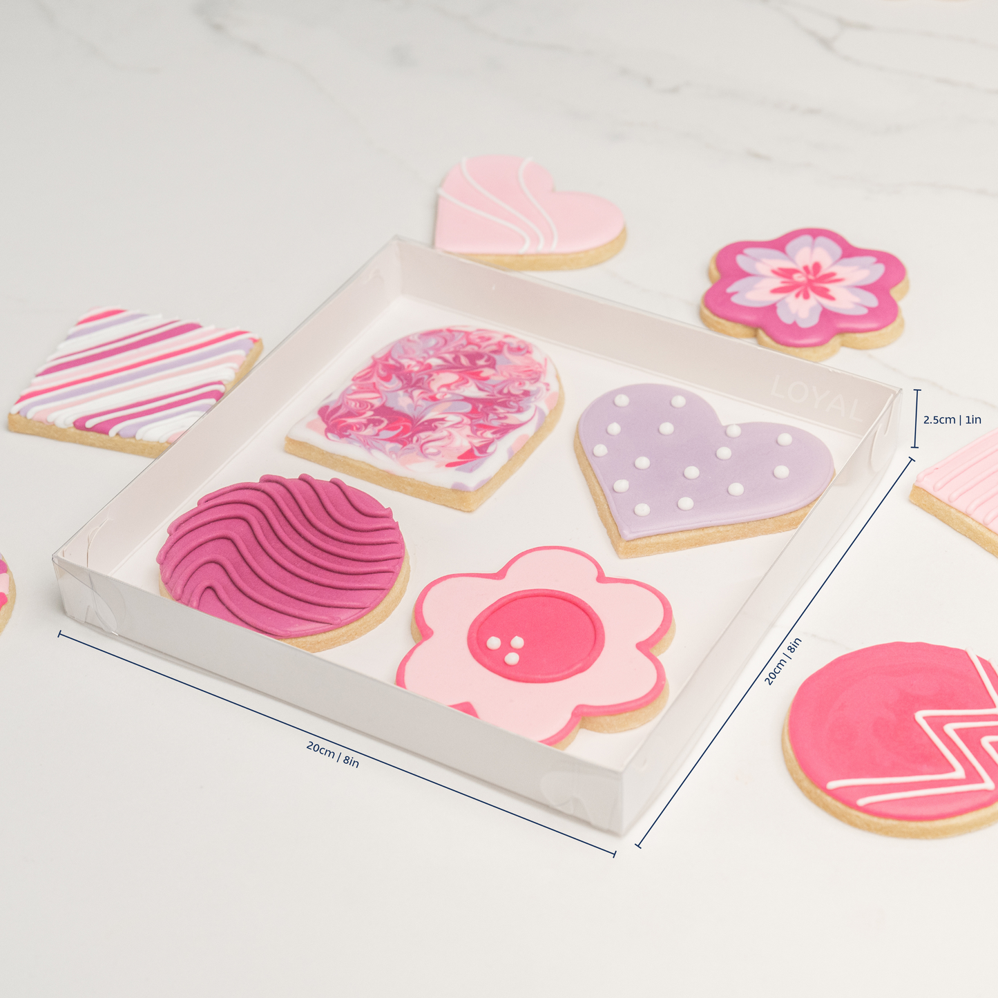 Cookie Box Clear Lid Loyal 20cm x 20cm x 2.5cm